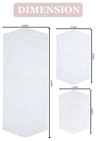 Waterford Collection Tufted Bath Rug, 3-Piece Set With Runner, White