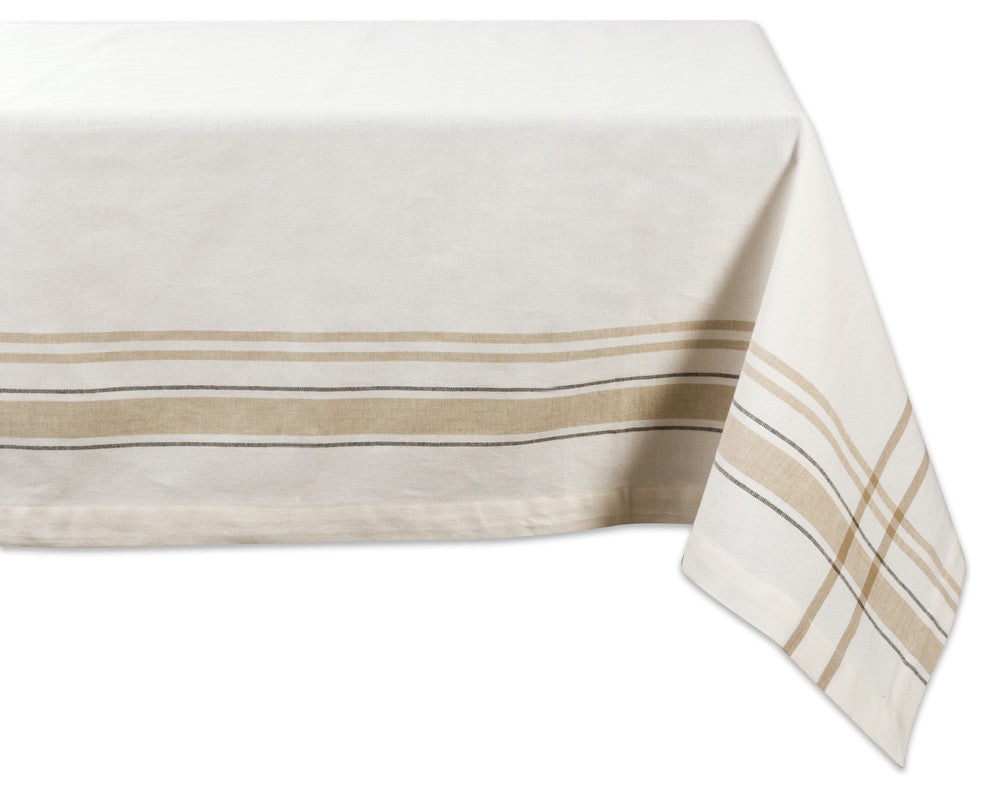 DII White Chambray French Stripe Tablecloth 60"x84"