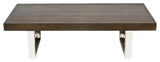 Pangea Home Sienna Modern Wood Veneer & Polished Steel Coffee Table in Espresso