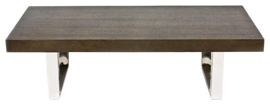 Pangea Home Sienna Modern Wood Veneer & Polished Steel Coffee Table in Espresso