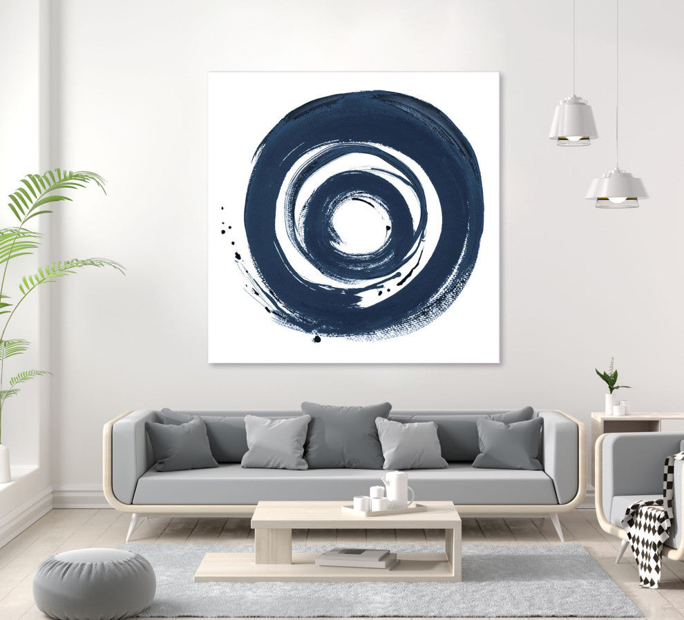 African Navy Circle Abstract - 84 x 84 by Patricia Pinto