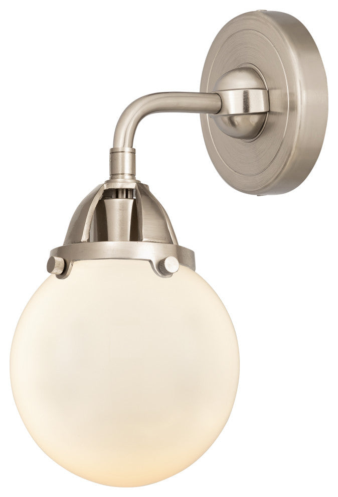Beacon Sconce, Brushed Satin Nickel, Matte White, Matte White