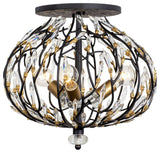Bask 3-Lt Crystal Semi-Flush - Matte Black/French Gold