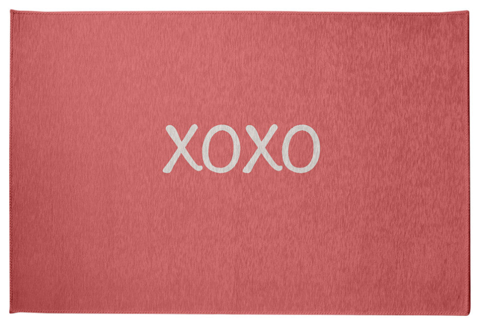 XOXO Valentines Chenille Rug, Coral, 2'x3'