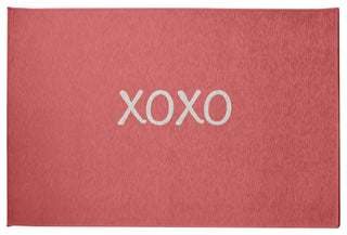 XOXO Valentines Chenille Rug, Coral, 2'x3'