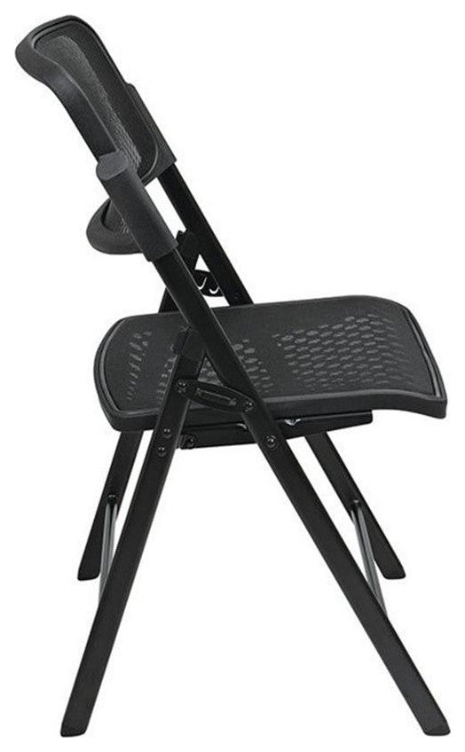 Deluxe Folding Chair With Black ProGrid Mesh Fabric Seat and Back