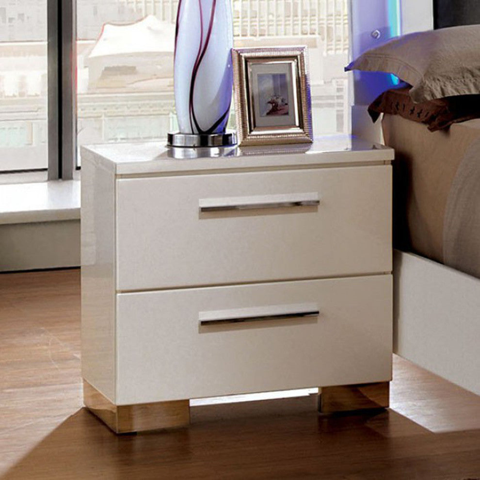 Benzara BM123071 Clementine Contemporary Nightstand, White