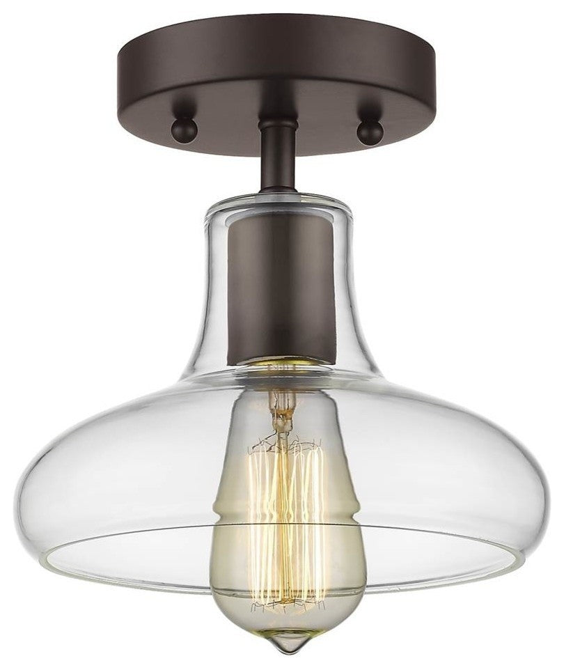 Ironclad  1-Light Rubbed Bronze Semi-Flush Ceiling Fixture