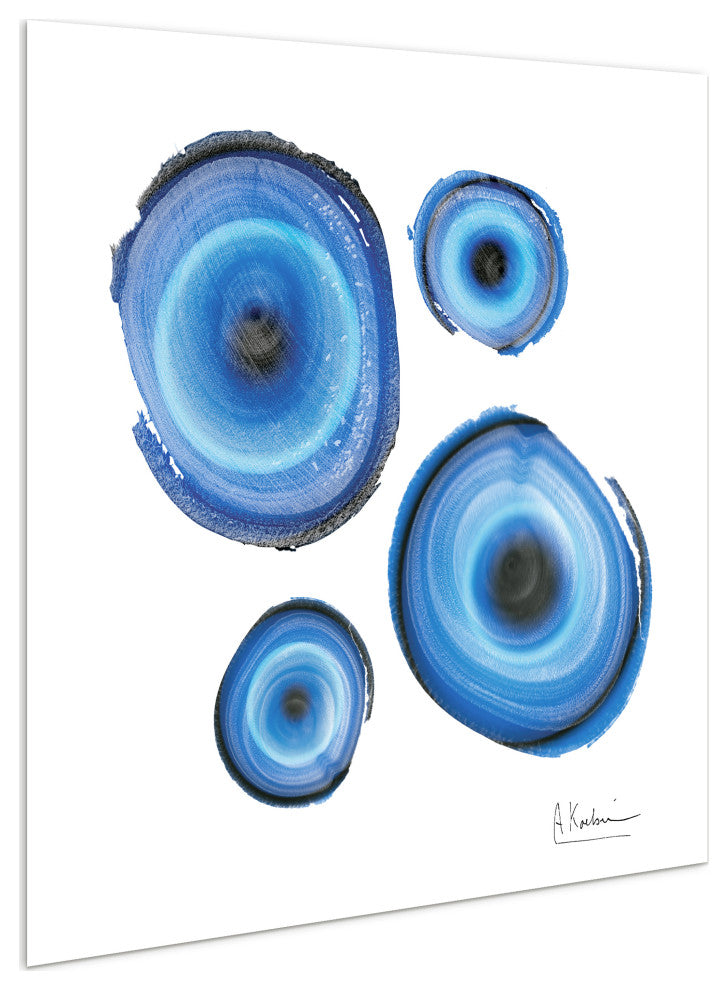 "Mineral Rings I" Abstract Wall Art Frameless Free Floating Tempered Glass Panel
