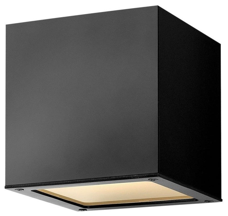 Hinkley Kube 1-Light Outdoor Small Wall Mount, Satin Black