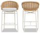 Santorini 28" Wicker Outdoor Patio Bar Stool With Arms, Set of 2, Wheat Beige