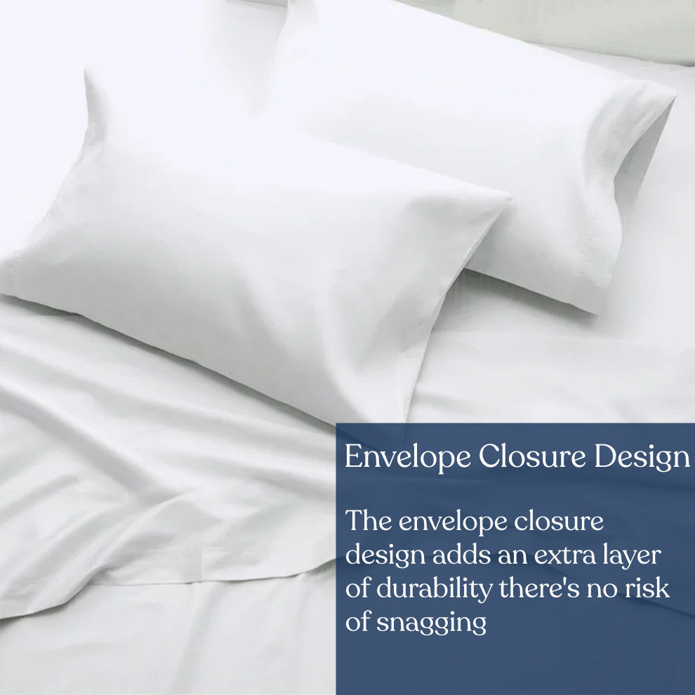 Delara GOTS 100% Organic Cotton Pillowcase Set of 2 400TC, Light Gray, Queen, 21"x32"