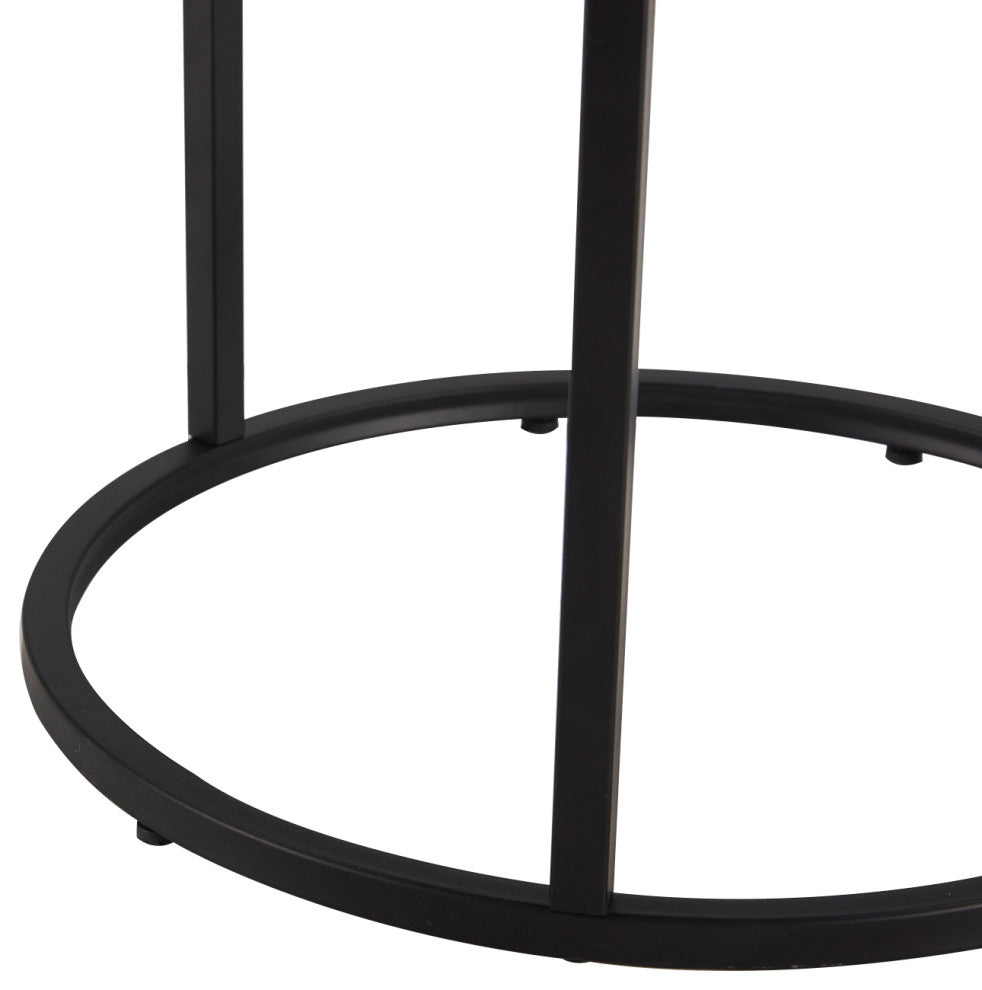 Round Open Base Faux Leather Vanity Stool, Dark Brown