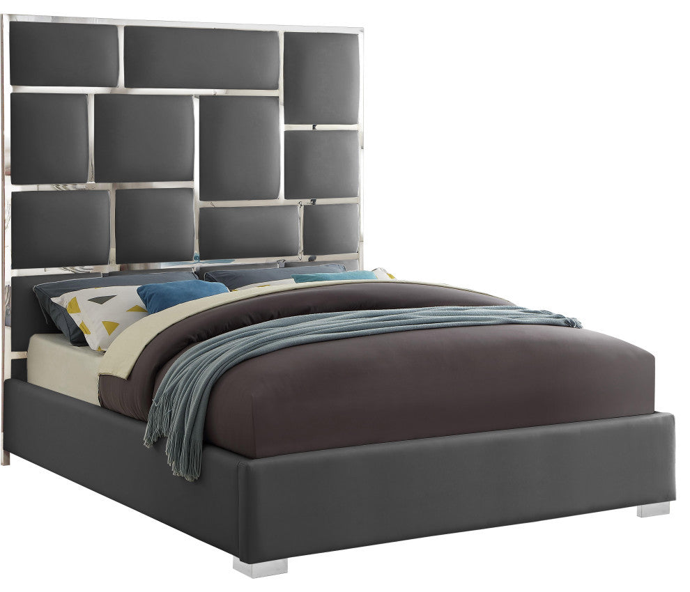 Milan Faux Leather Bed, Gray, King