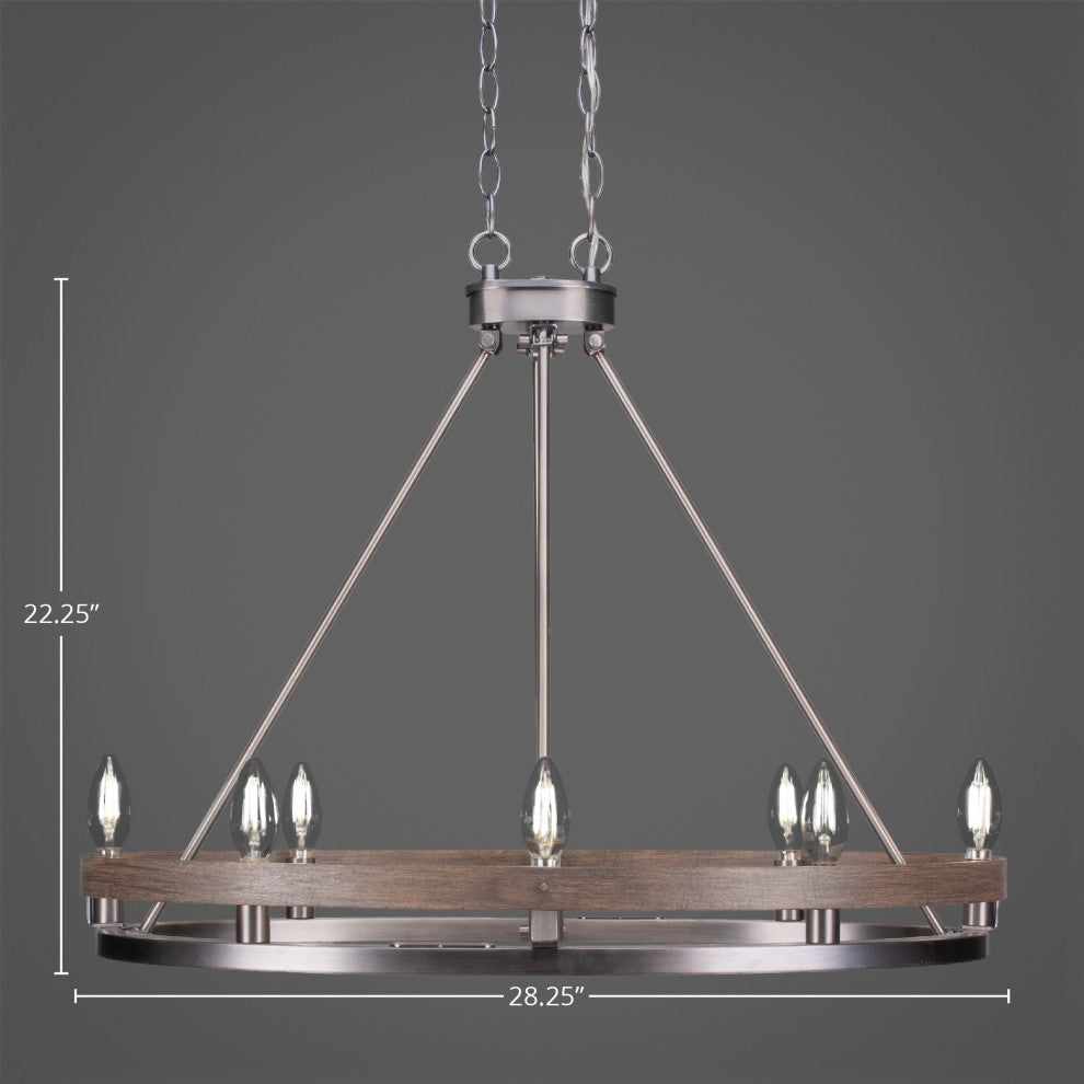 Belmont 8 Light Oval Chandelier, Painted Wood-Look Metal, Matte Black
