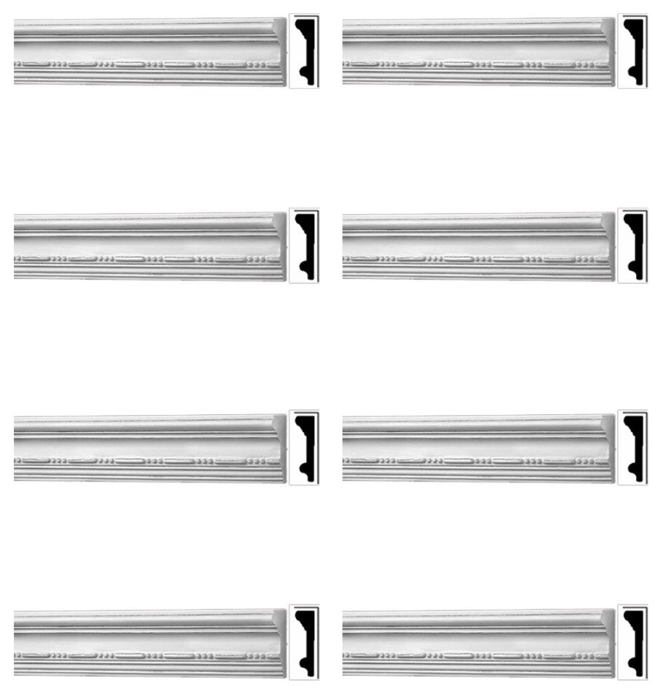 Crown Molding White Urethane Viva Ornate Design 8 Pieces Totaling 638" Length