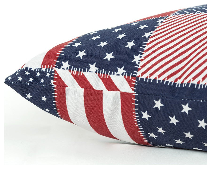 Red Blue American Flag Indoor Outdoor Throw Pillow