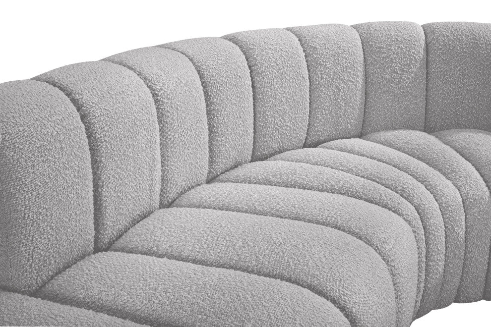Arc Boucle Fabric Upholstered 7-Pc. S-Shaped Modular Sectional, Grey