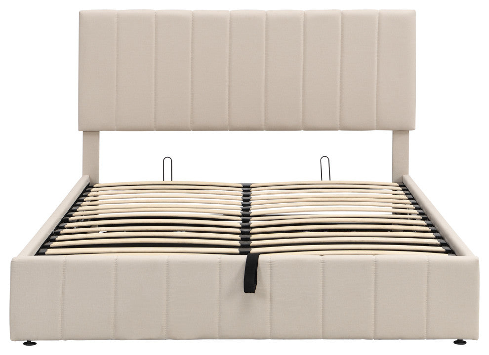 Gewnee Queen size Upholstered Platform bed in Beige
