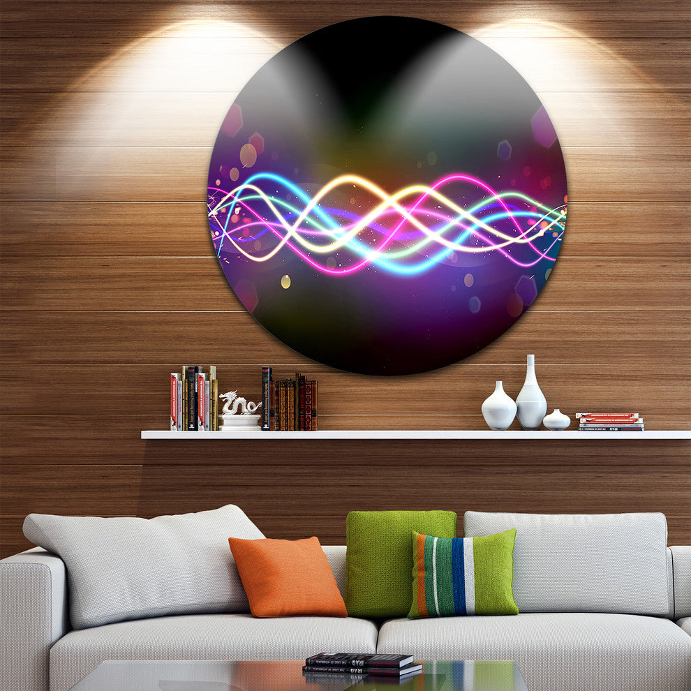 Multi-Colored Tangled Lines, Abstract Digital Disc Metal Wall Art, 11"
