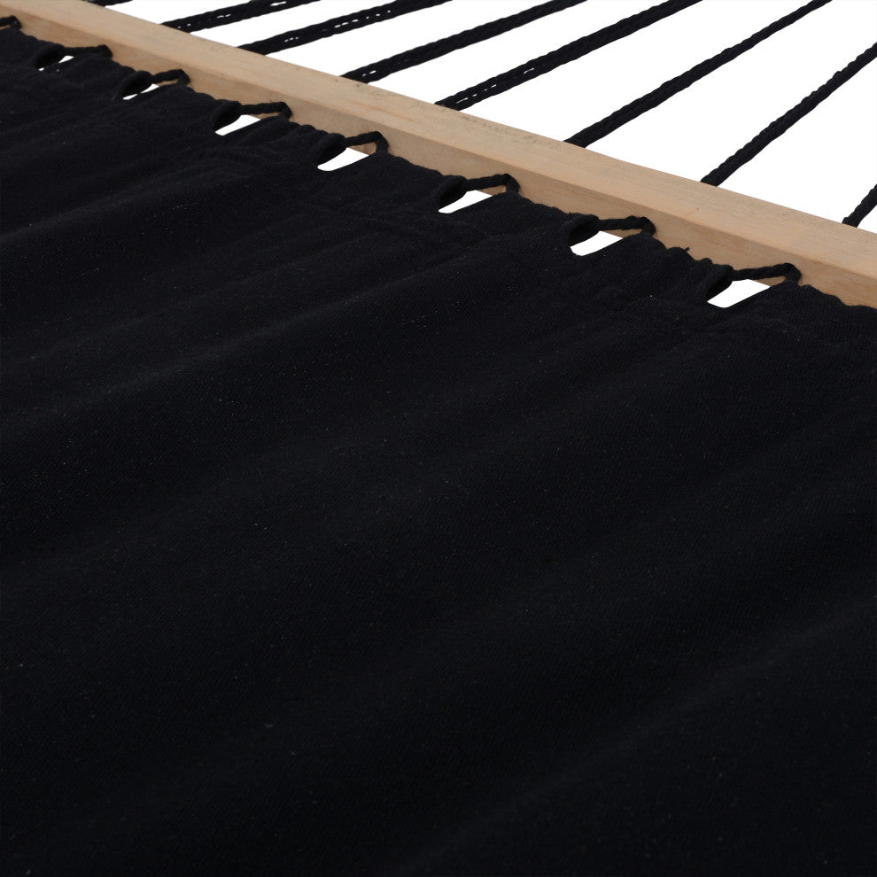 Outdoor Cedar Wood Hammock, Textilene Fabric, Black