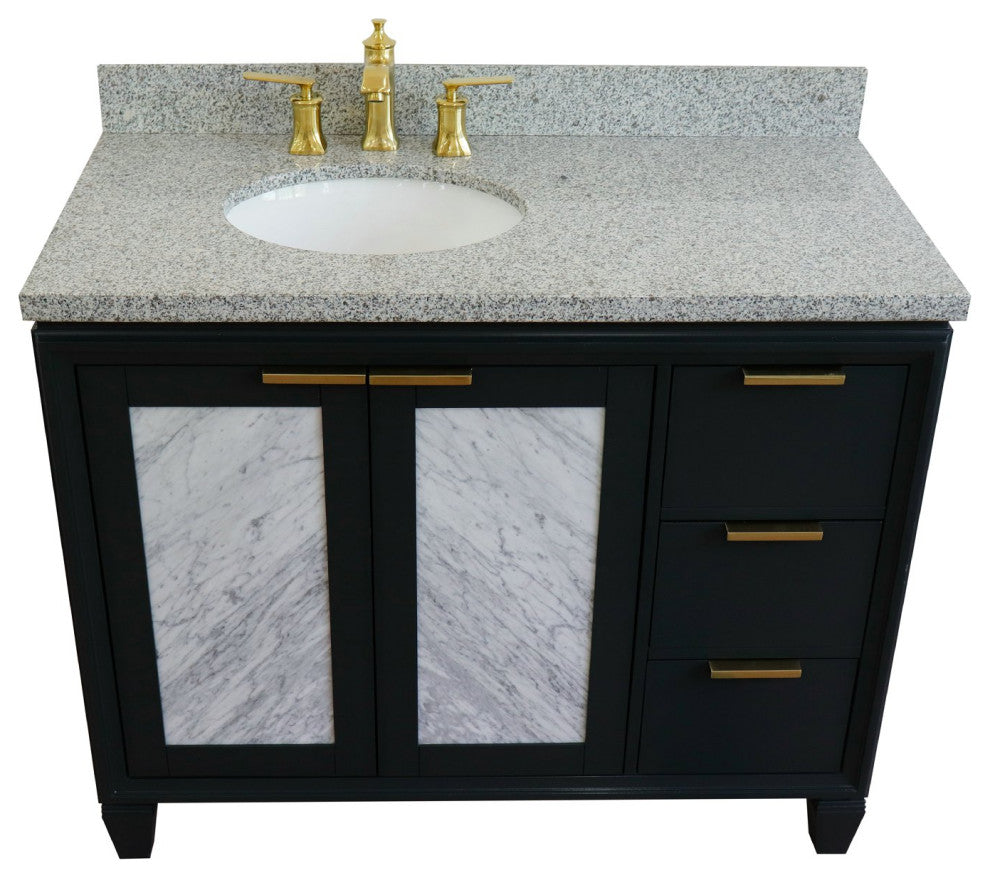43" Single Vanity, Dark Gray Finish With Gray Granite