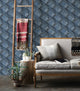 Faux Marble Geometric Wallpaper, Blue, Bolt