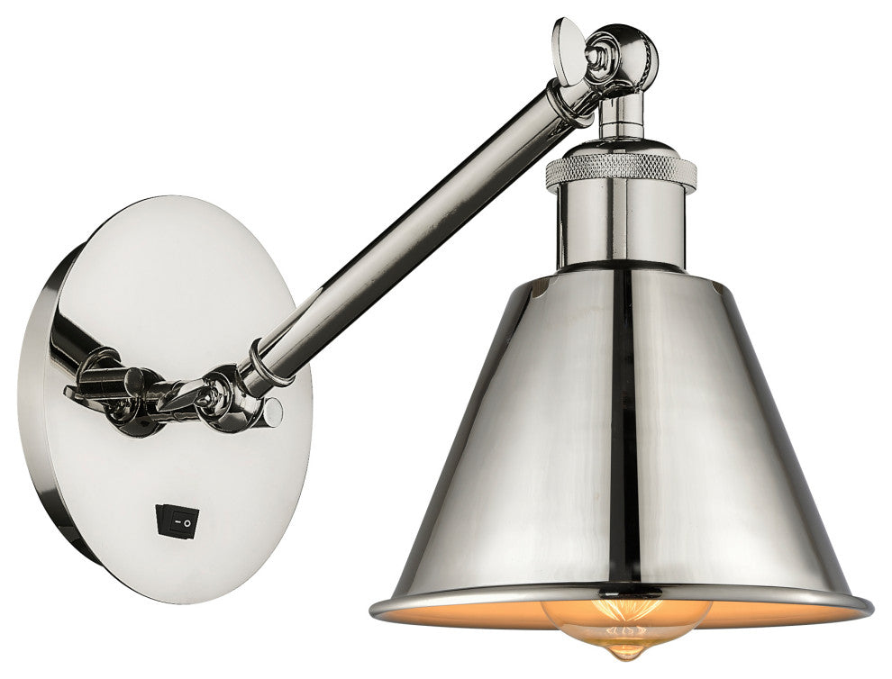 Innovations 317-1W-PN-M8-LED Smithfield 1 Light Sconce, Polished Nickel
