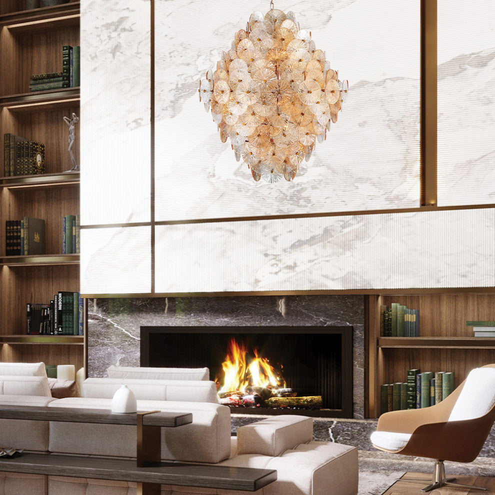 Sue-Anne 27-Light Chandelier, Plated Brass