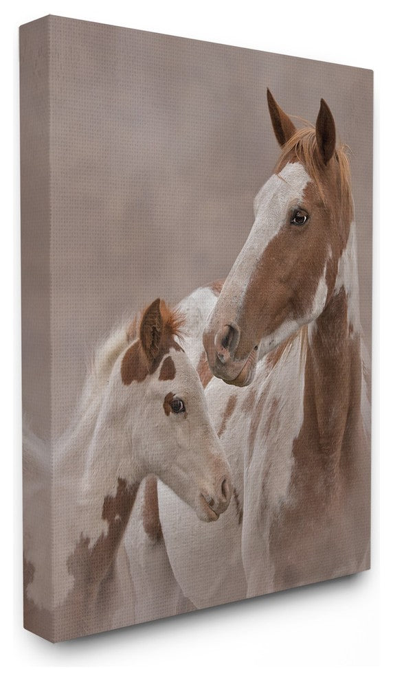 Horse Family Photograph Oversized Stretched Canvas Wall Art, 24"x30"