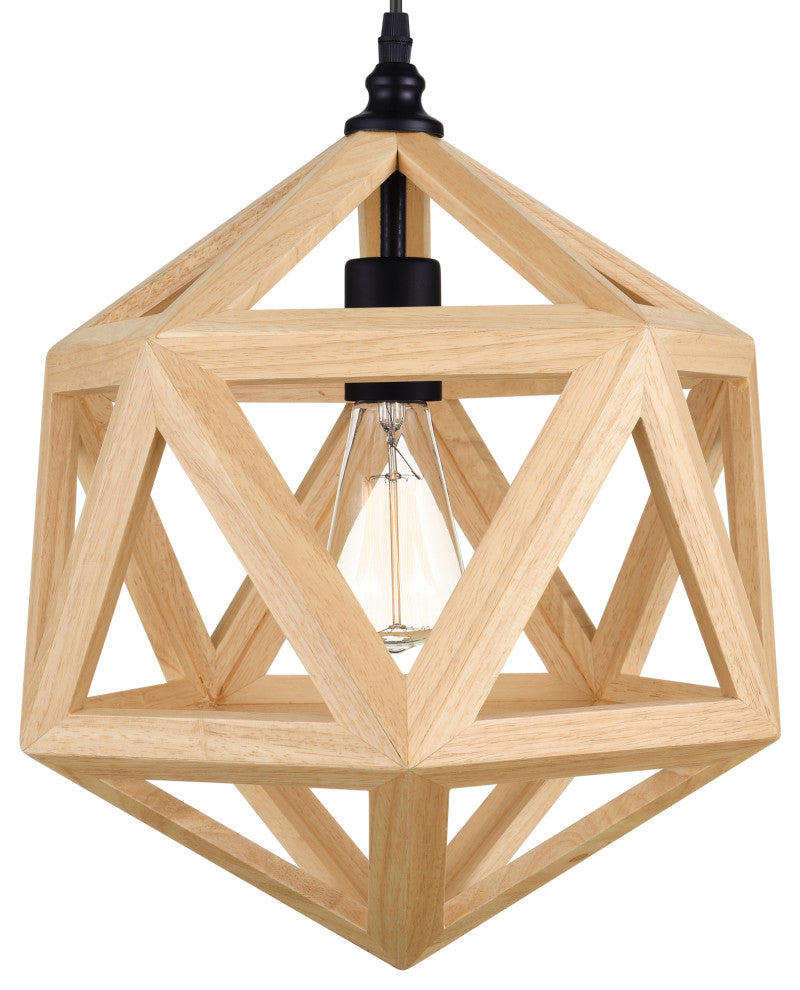 Lante 1 Light Pendant With Black & Wood Finish