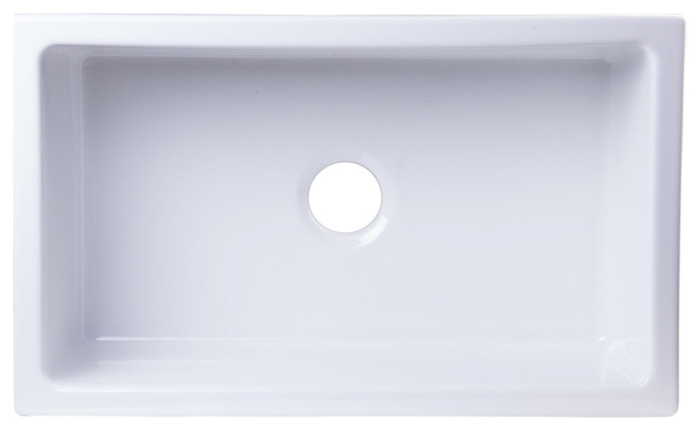 ALFI brand AB3018SB-W 30" White Smooth Solid Thick Wall Fireclay Farm Sink