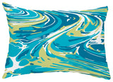 Marble Blend 14"x20" Decorative Abstract Outdoor Throw Pillow, Turquoise