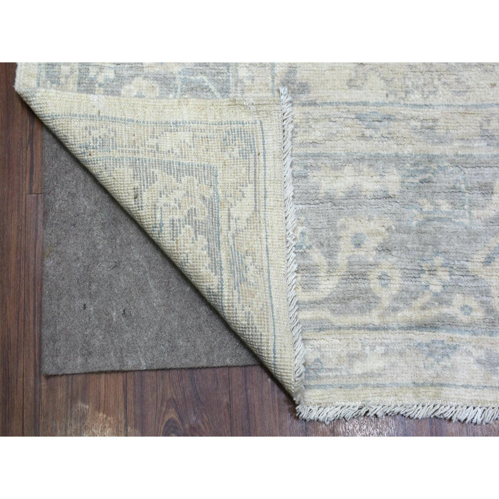 Gray Afghan Angora Oushak Hand Knotted Natural Wool Oriental Rug, 8'1" x 9'8"