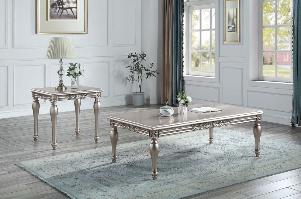 Wood Rectangular Coffee Table, Platinum