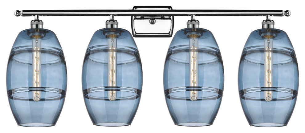 Ballston-Vaz 4-Light 38" Bath Vanity Light, Polished Chrome, Princess Blue