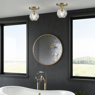 Whitfield 1-Light Natural Brass Crystal Semi-Flush