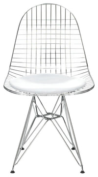 Mesh Chrome Eiffel Chair, White