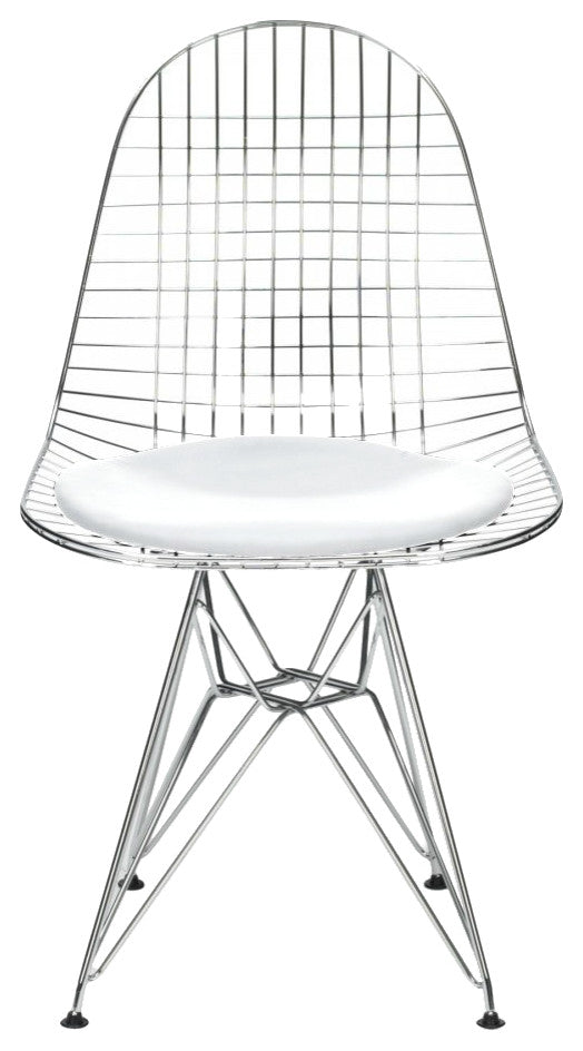 Mesh Chrome Eiffel Chair, White