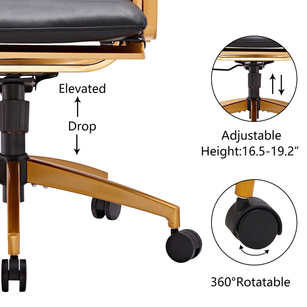 LUXMOD Gold Office Computer Desk Chair Ergonomic Executive Chair, Gold Black