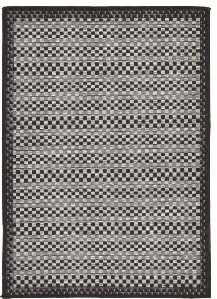 Unique Loom Gray Checkered Outdoor 2'x3' Area Rug