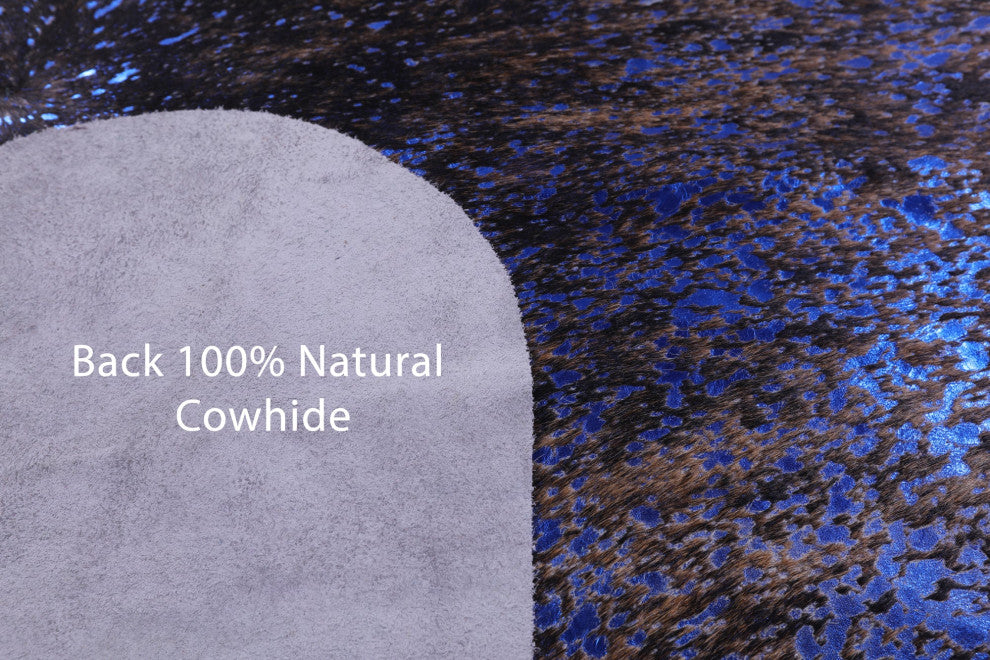 Blue Metallic Cowhide Rug 6' 8" X 6' 11" C2128