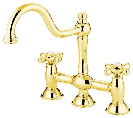 Kingston Brass Bridge Kitchen Faucet, Polished Brass