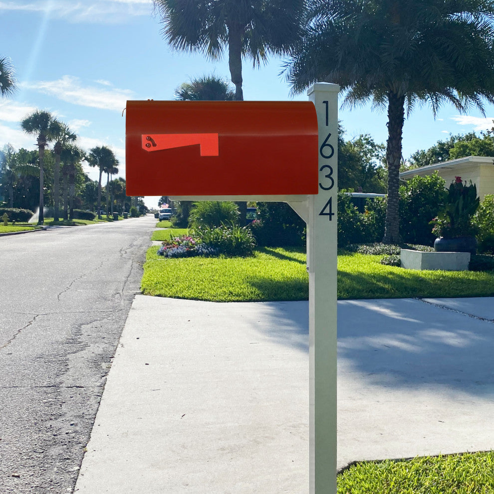 Mid Modern Rigby Curbside Mailbox and Post, Wine