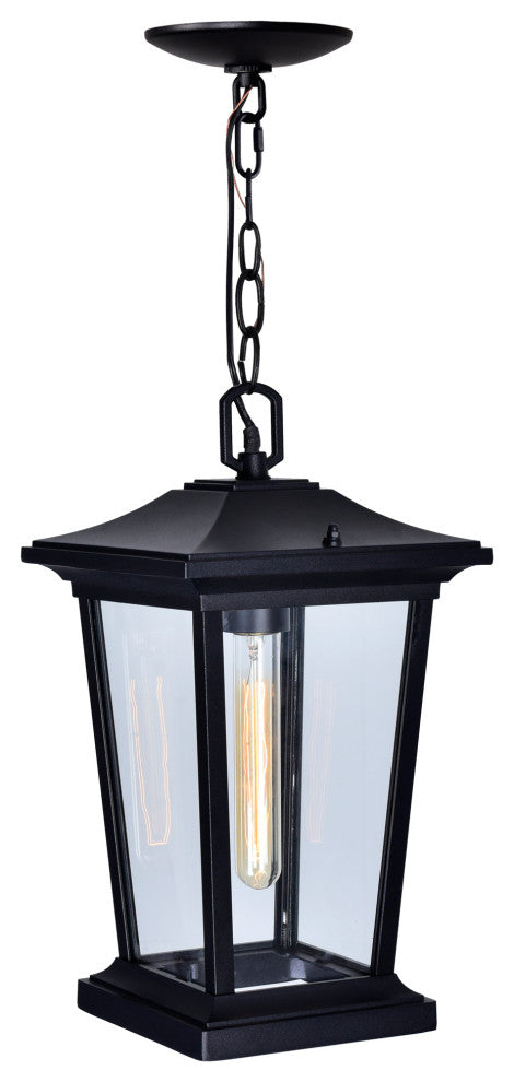 Leawood 1 Light Black Outdoor Hanging Light