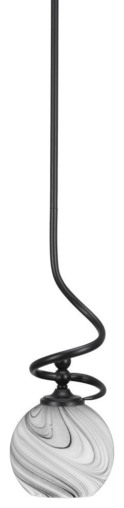 Capri 1-Light Mini Pendant with Hang Straight Swivel, Matte Black/Onyx Swirl