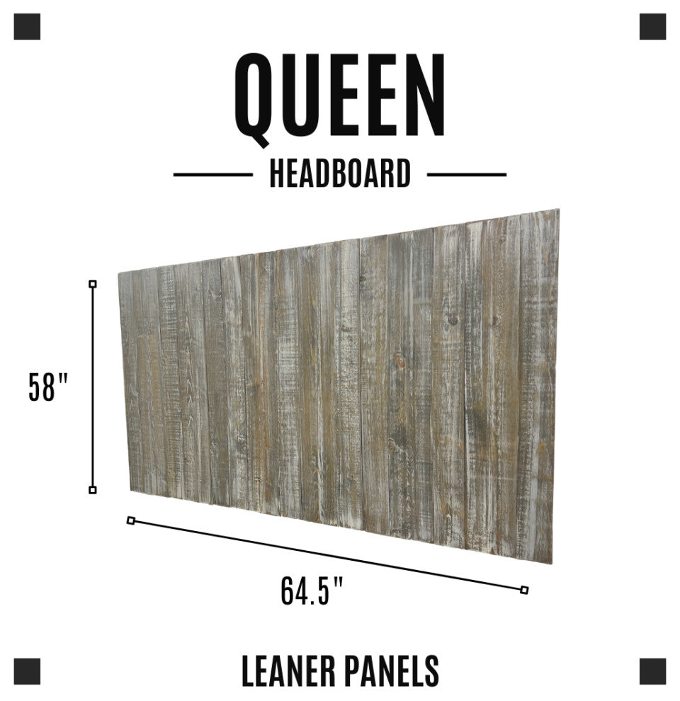 Solid Wood Headboard Modern Farmhouse with Smooth Natural Wood Grain for Any Bed, Graywash, Queen
