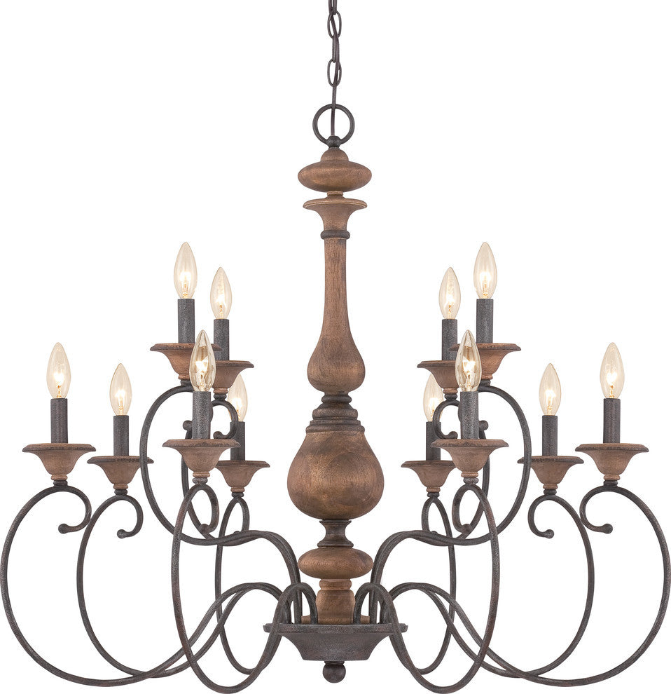 Quoizel ABN5012RK 12 Light Chandelier Auburn Rustic Black