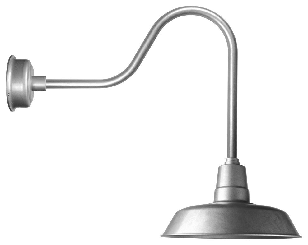 22" Vintage LED Barn Light With Sleek Arm, Galvanized Silver