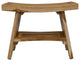 HomeRoots Contemporary Teak Shower Bench With Shelf, Natural Finish